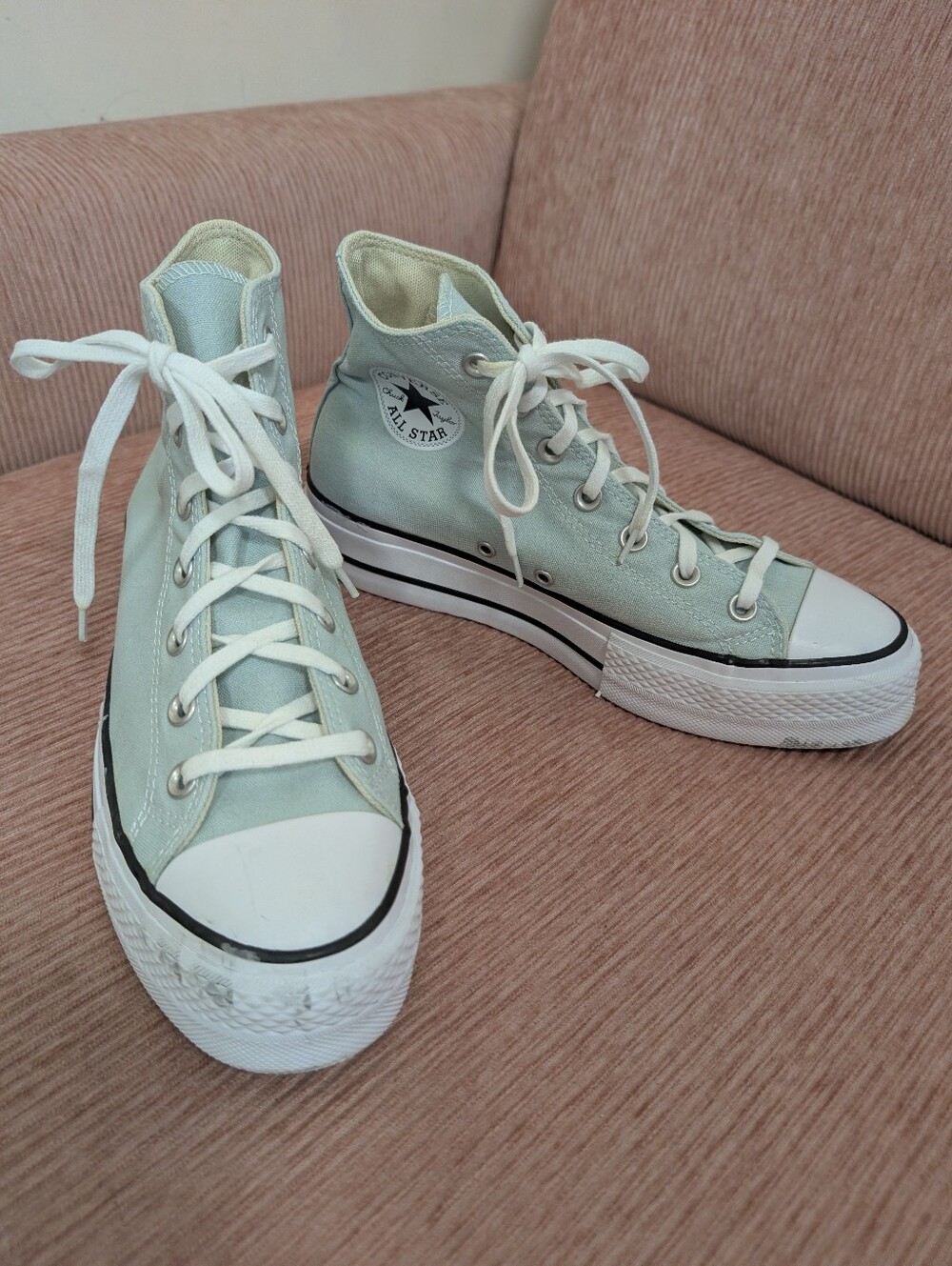 Converse All Star Platform High Top Mint Green Sneakers